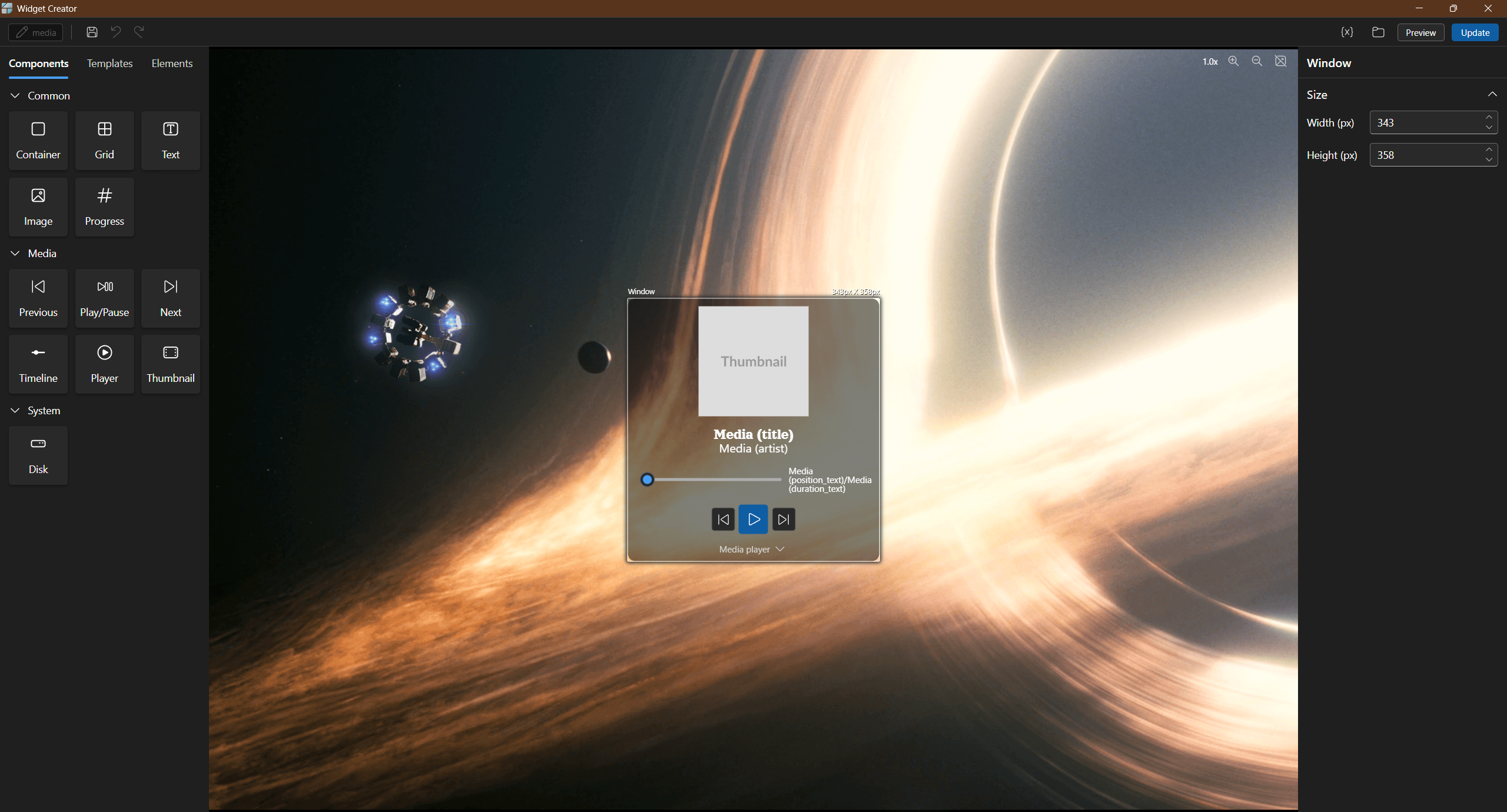 Widget Creator Interface